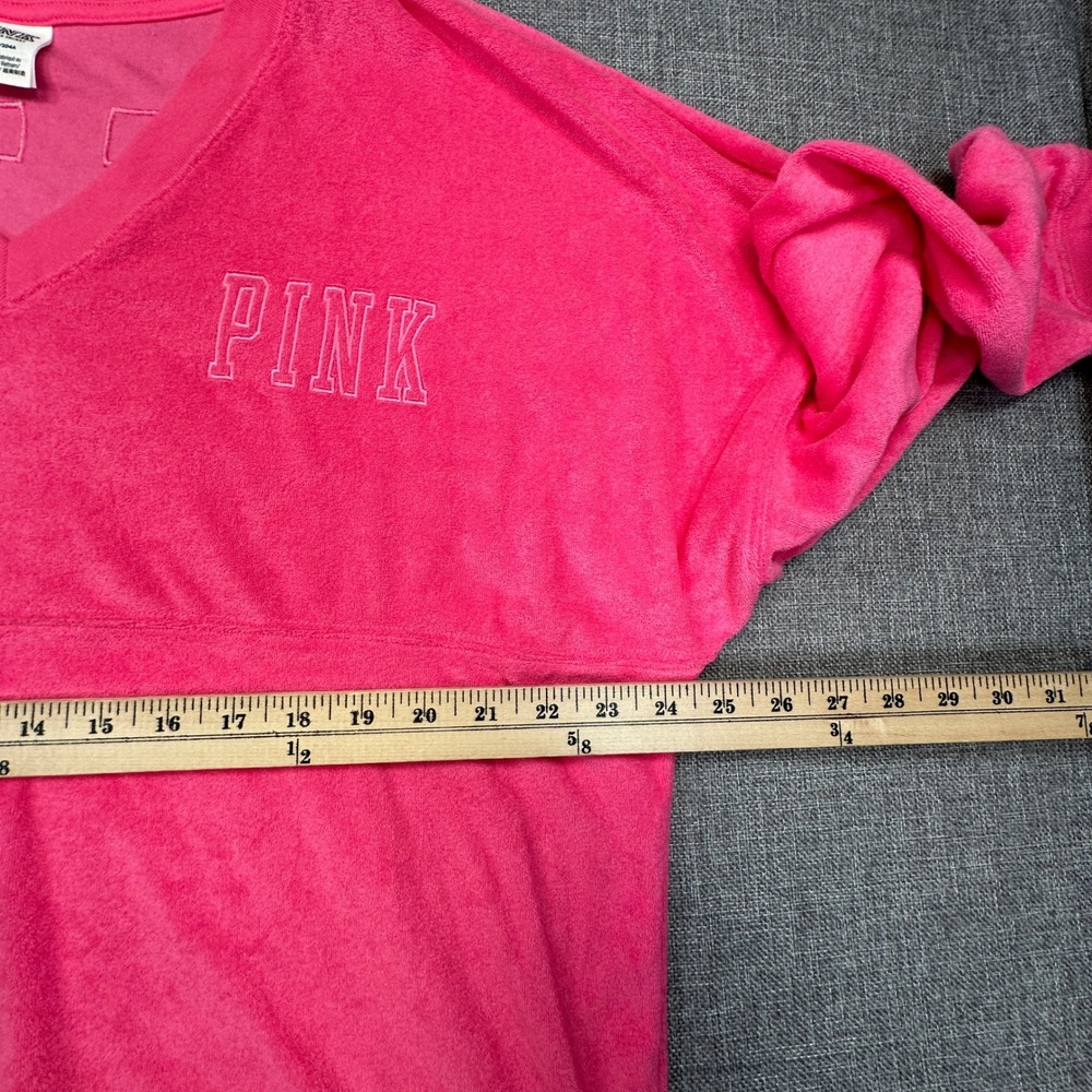 PINK Victoria's‎ Secret Terry Cloth Spirit Jersey Women L Pink V-Neck Oversized - Picture 6 of 9